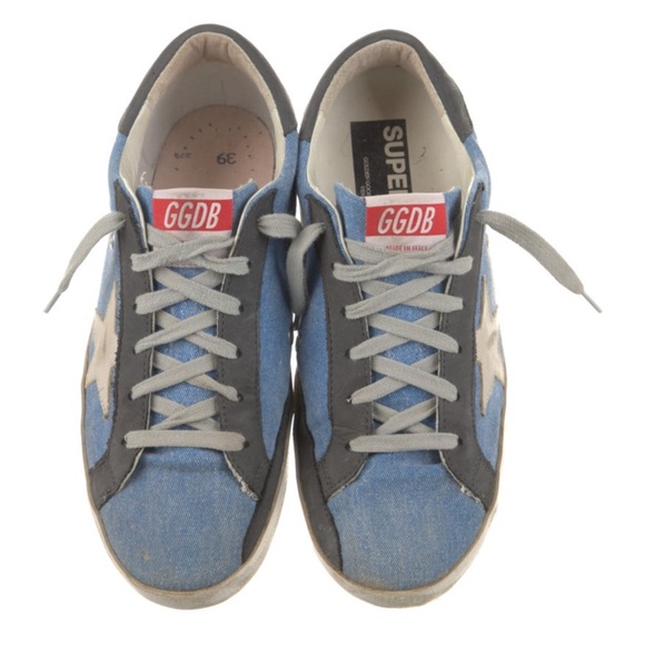 Golden Goose Star Printed Denim Blue Sneakers - Picture 3 of 5